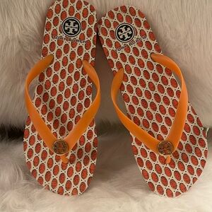 TORY BURCH ORANGE FLIP FLOP SZ 9